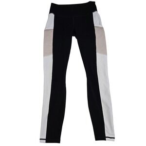 Fabletics PowerHold Womens Leggings Small Black Colorblock Pockets High Rise